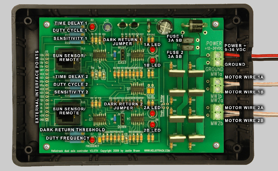 Dual axis tracking controller board